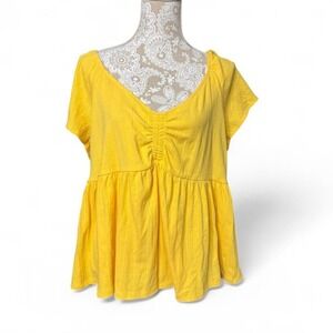 NWT Yellow Torrid 3XL Plus Size Baby Doll Short Sleeve Top Cottage Core